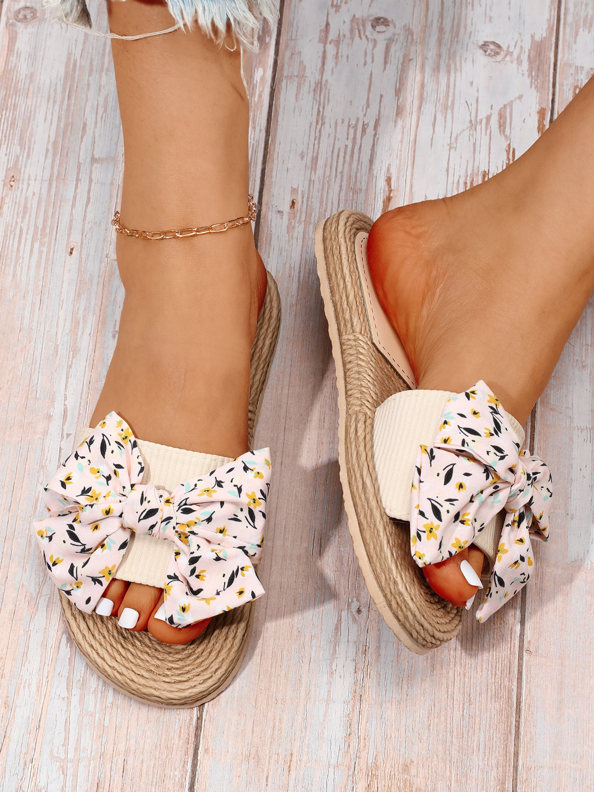 Slides with Floral Bow - 