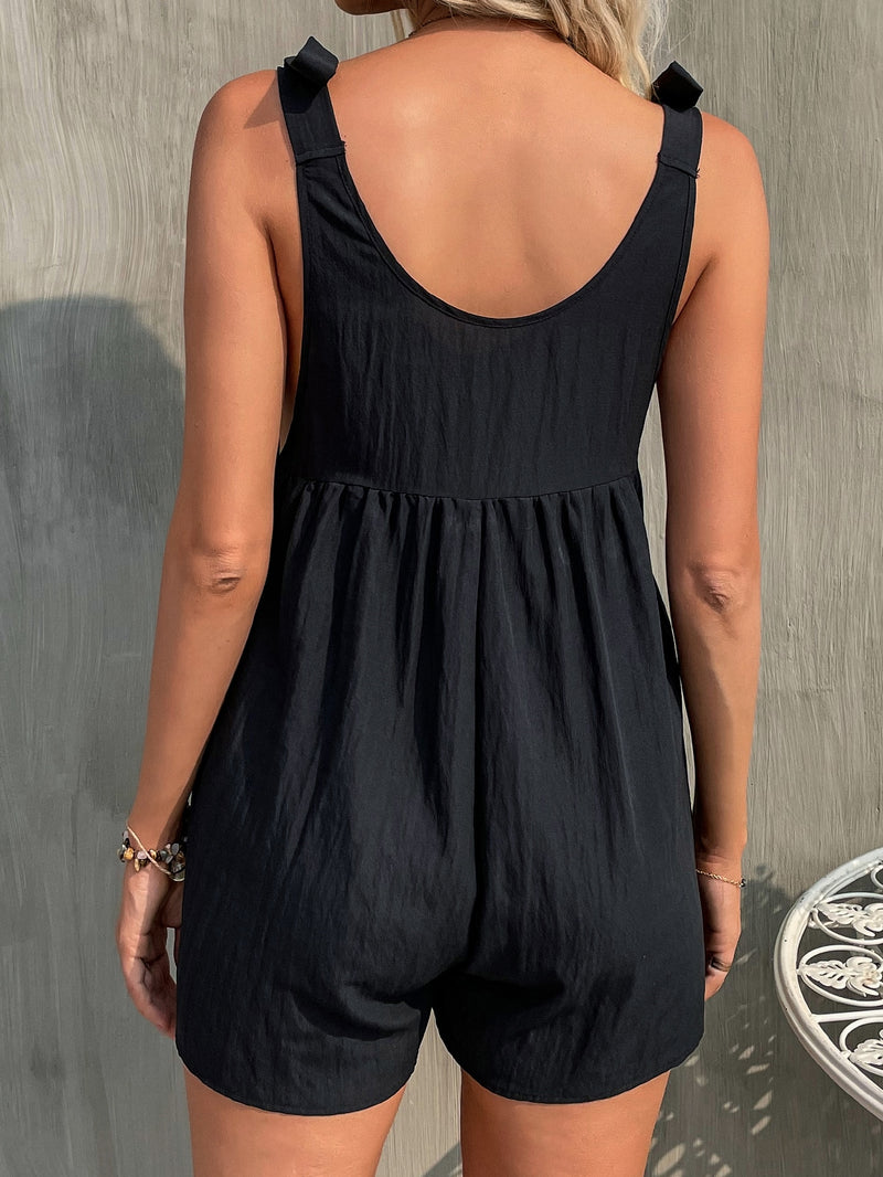 Romper with Bow Shoulder - 