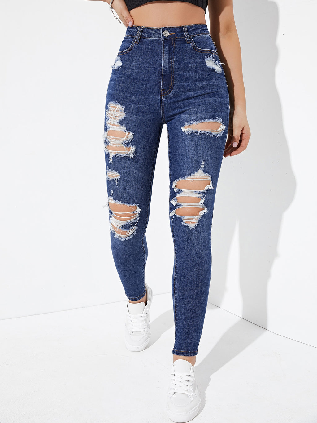 Ripped Skinny Jeans with High Waist | Pomona and Peach
