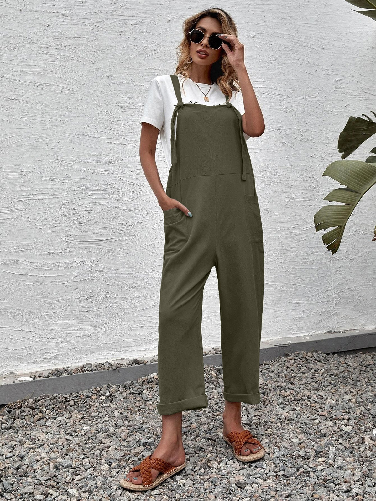 Plus Loose Cami Jumpsuit with Dual Pockets