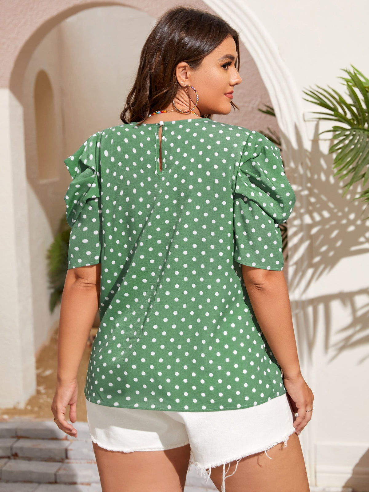 Plus Polka Dot Blouse - 