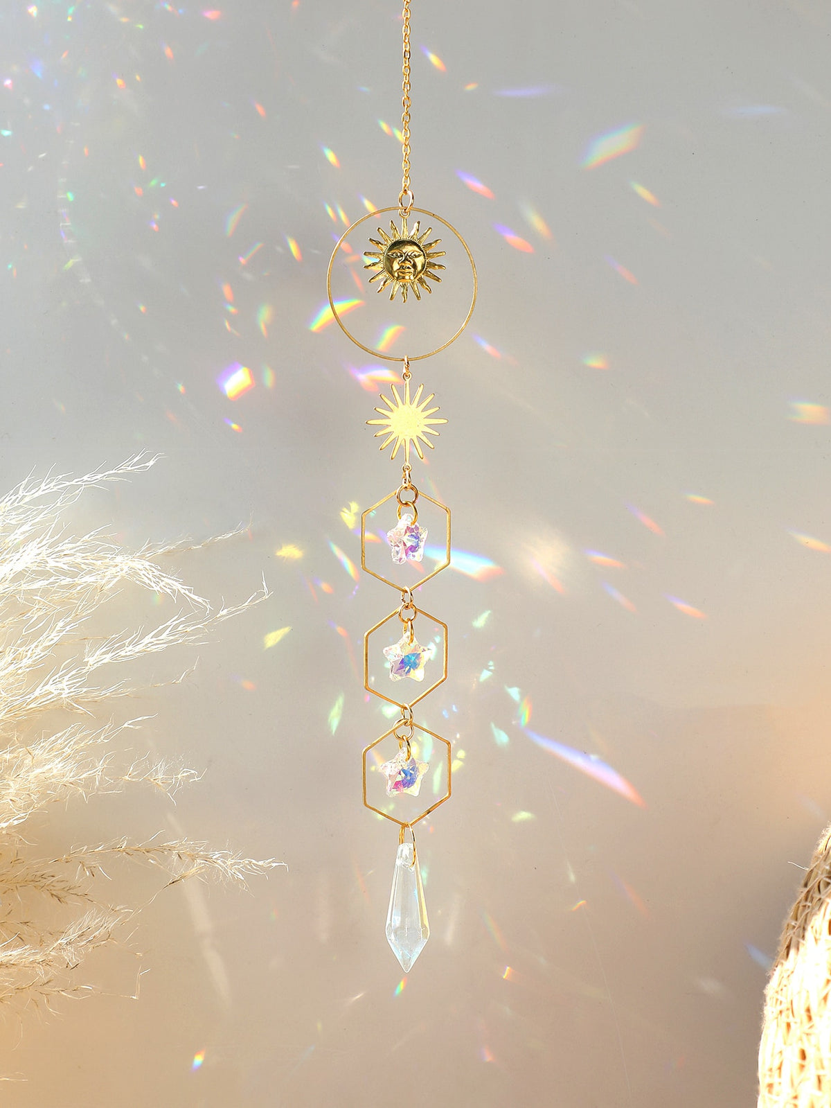 Crystal  Wall Hanging 1pc - Gold-2 / one-size