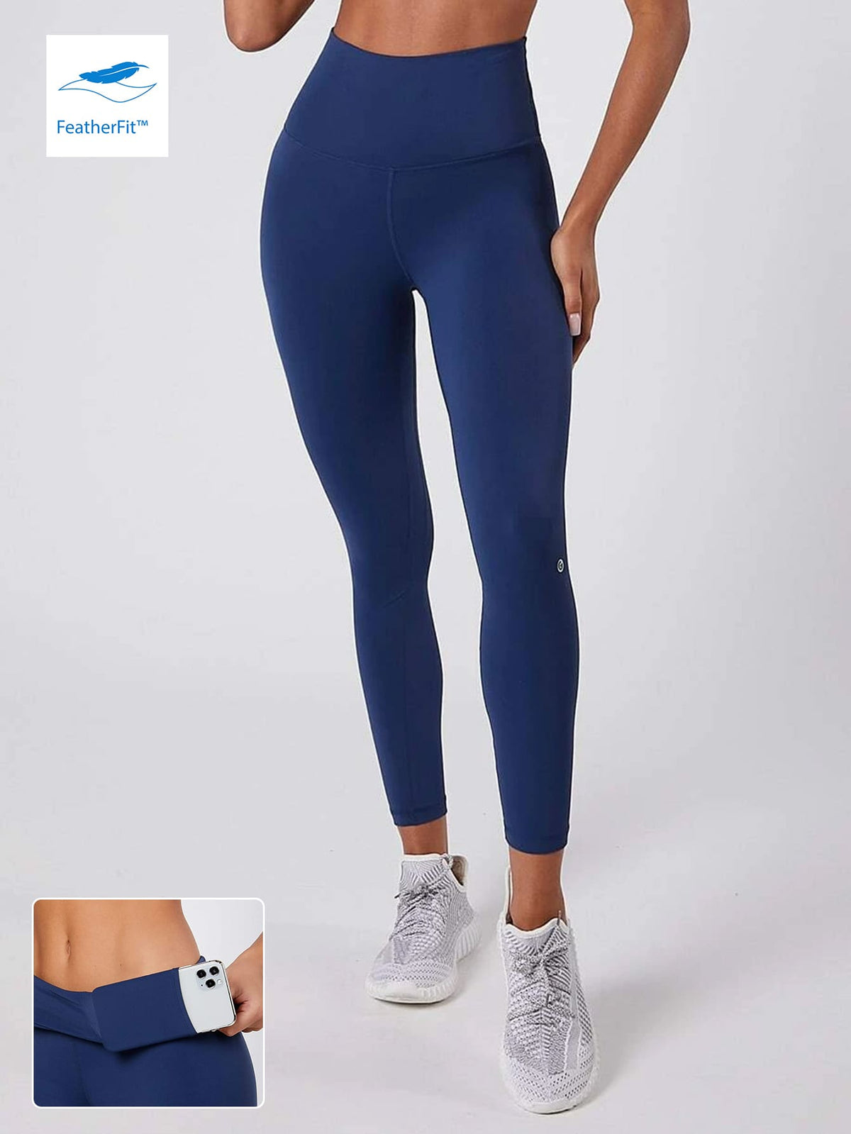 Solid Color Comfortable Fit Sports Leggings - Navy Blue / XL