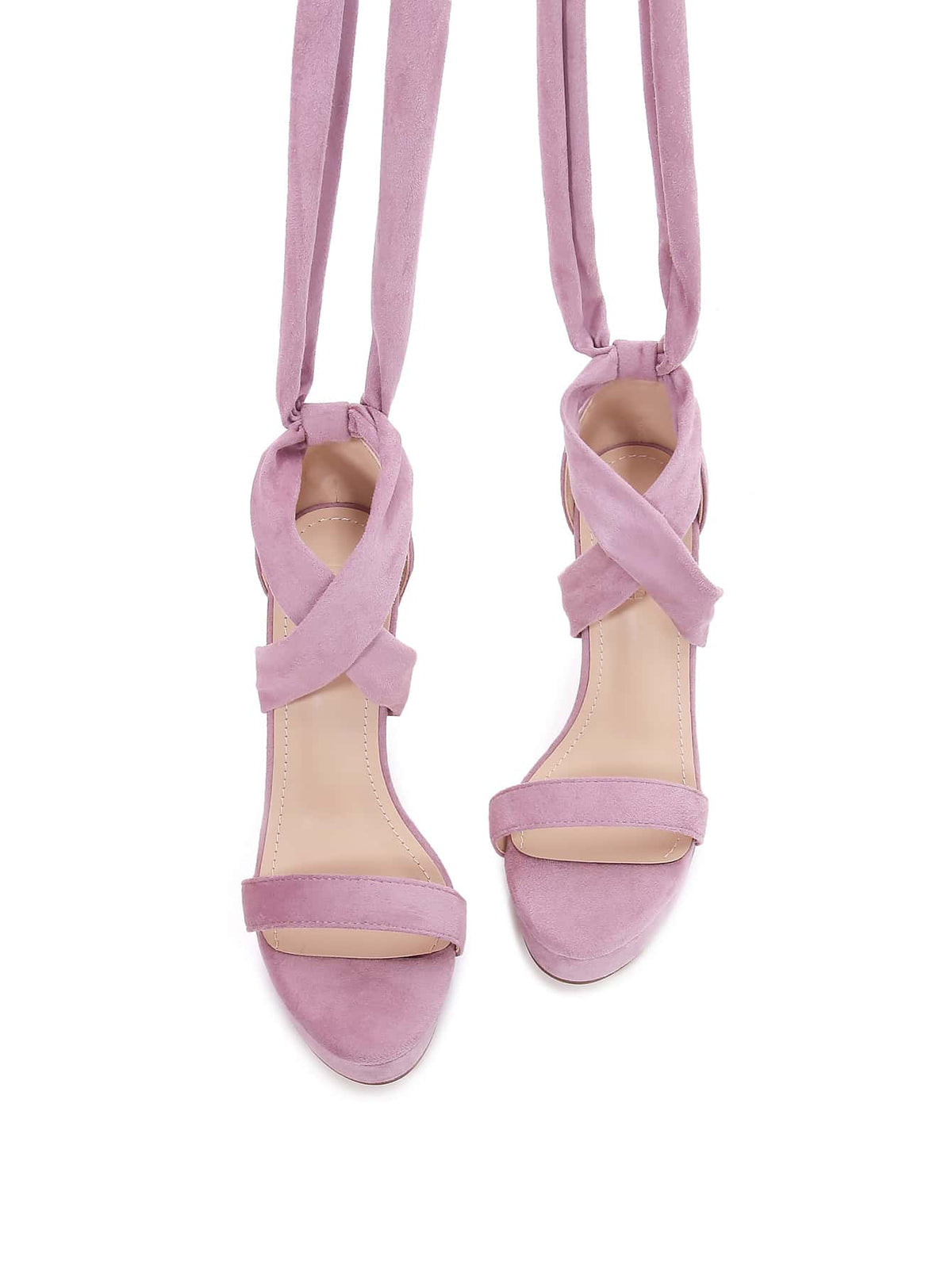 Tie Leg Heeled Sandals - Pink / 10
