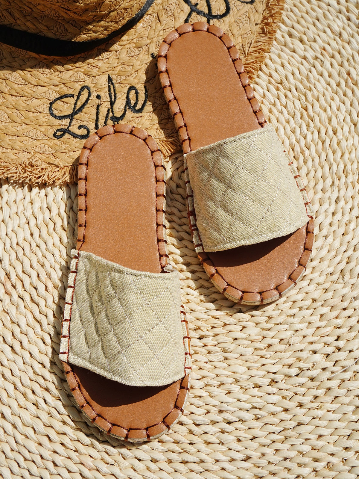 Quilted Style Slide Sandals - 