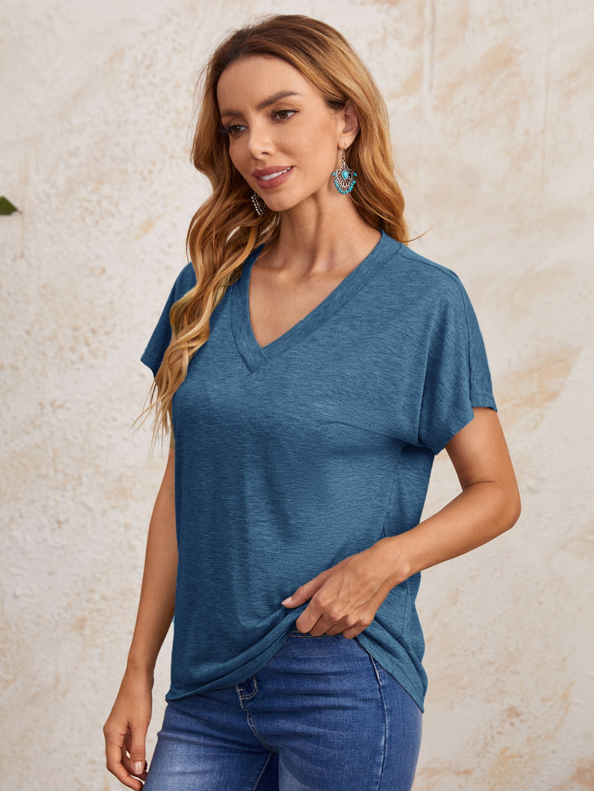 V neck with Batwing Sleeve Tee