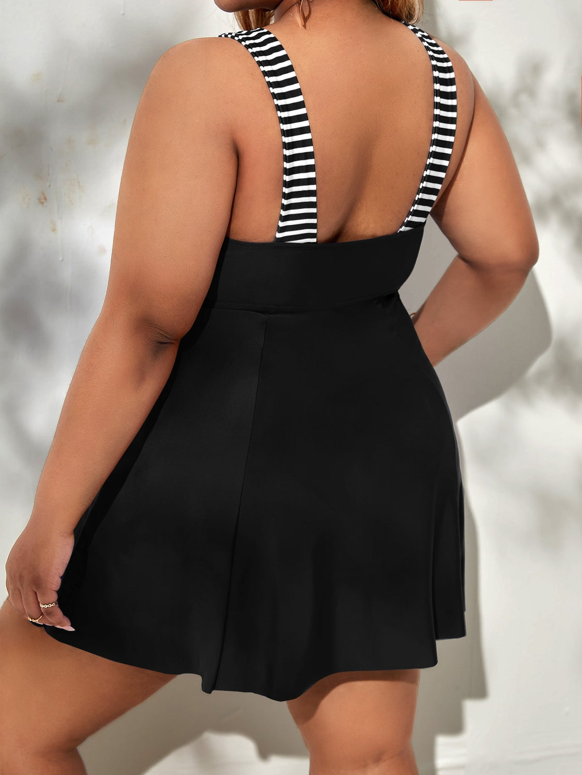Plus Striped Swimsuit with Knot Front