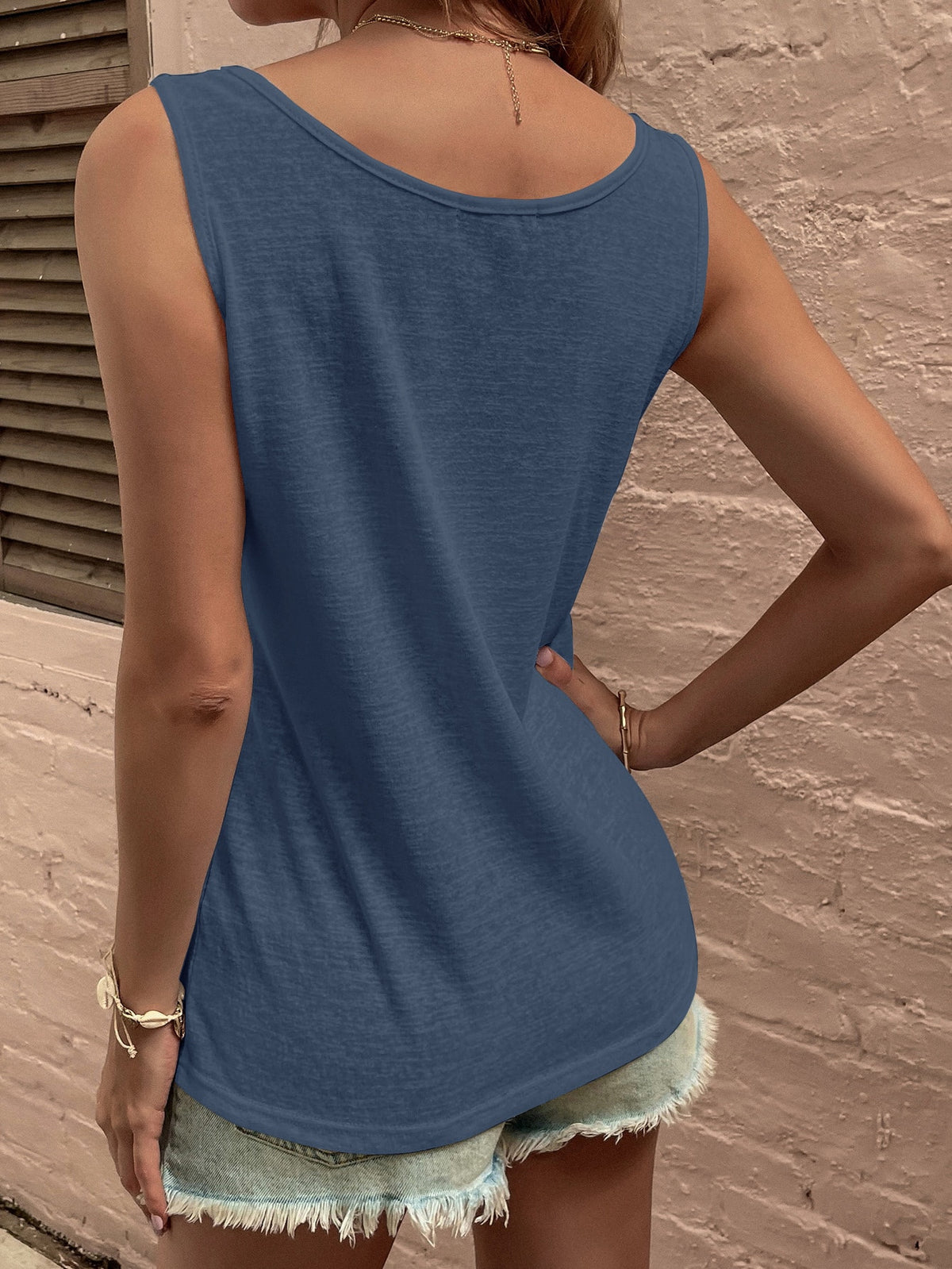 Tank Top with Button Decor
