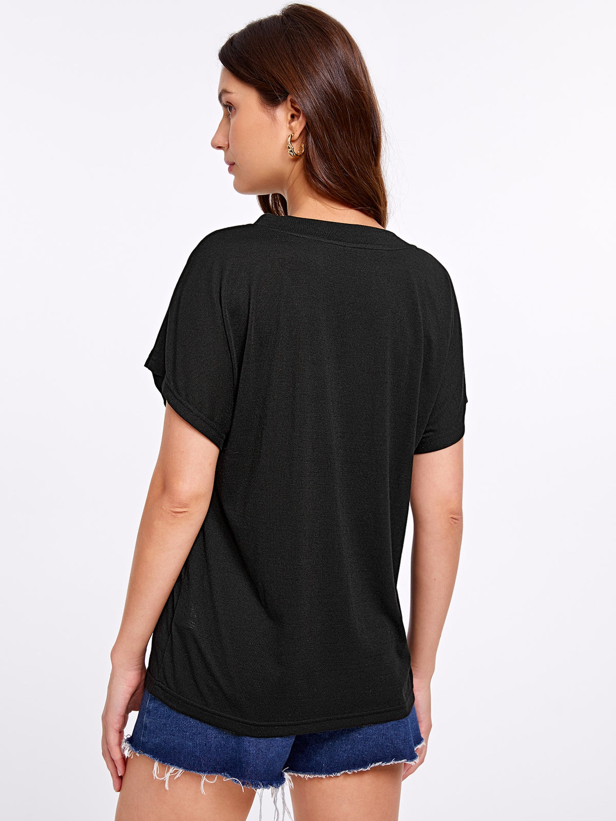 V-neck Tee with Batwing Sleeve