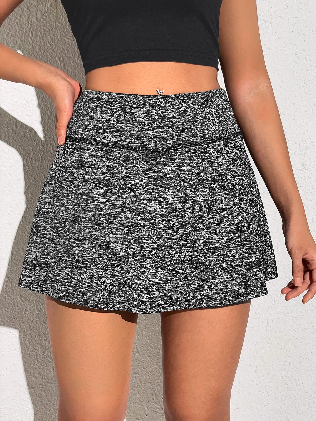 Skort With Phone Pocket with Wide Waistband