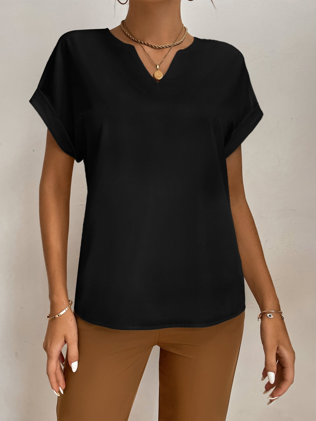 Blouse with Notched Neck