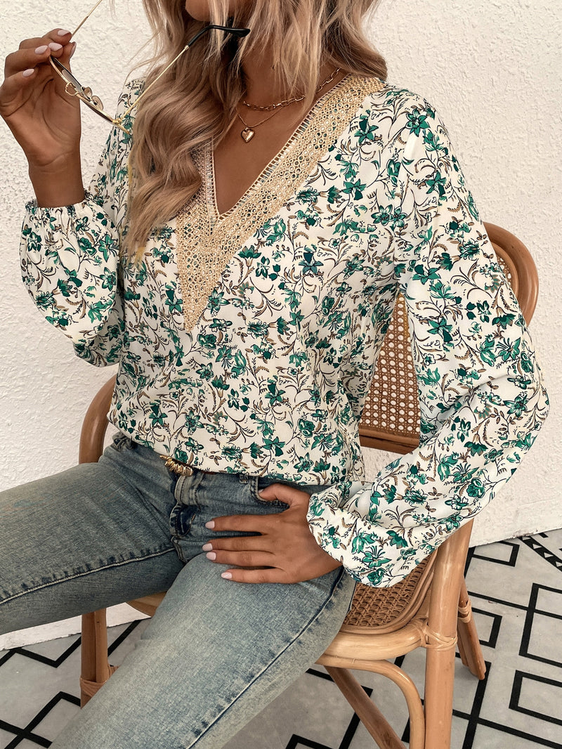 Threaded Pear Fatima Patchwork Lantern Sleeve Blouse