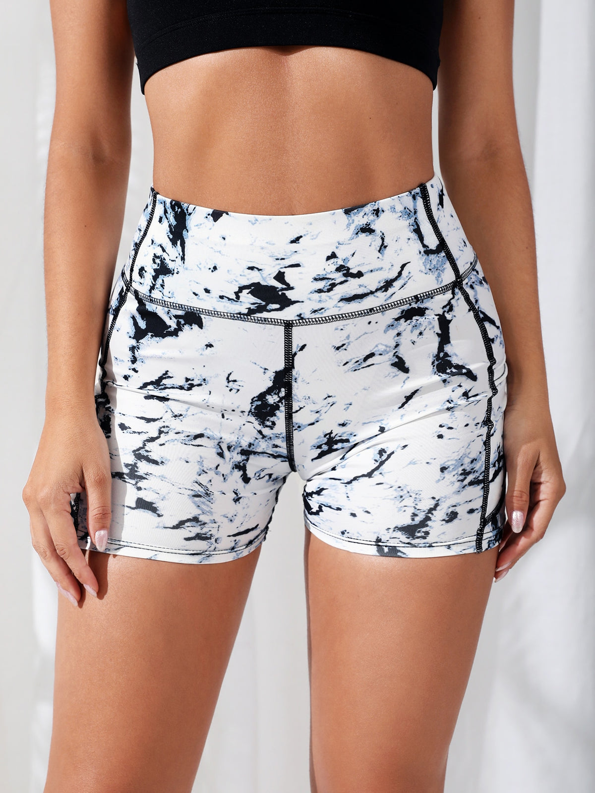 Sports Shorts With Phone Pocket Tie Dye Wide Waistband