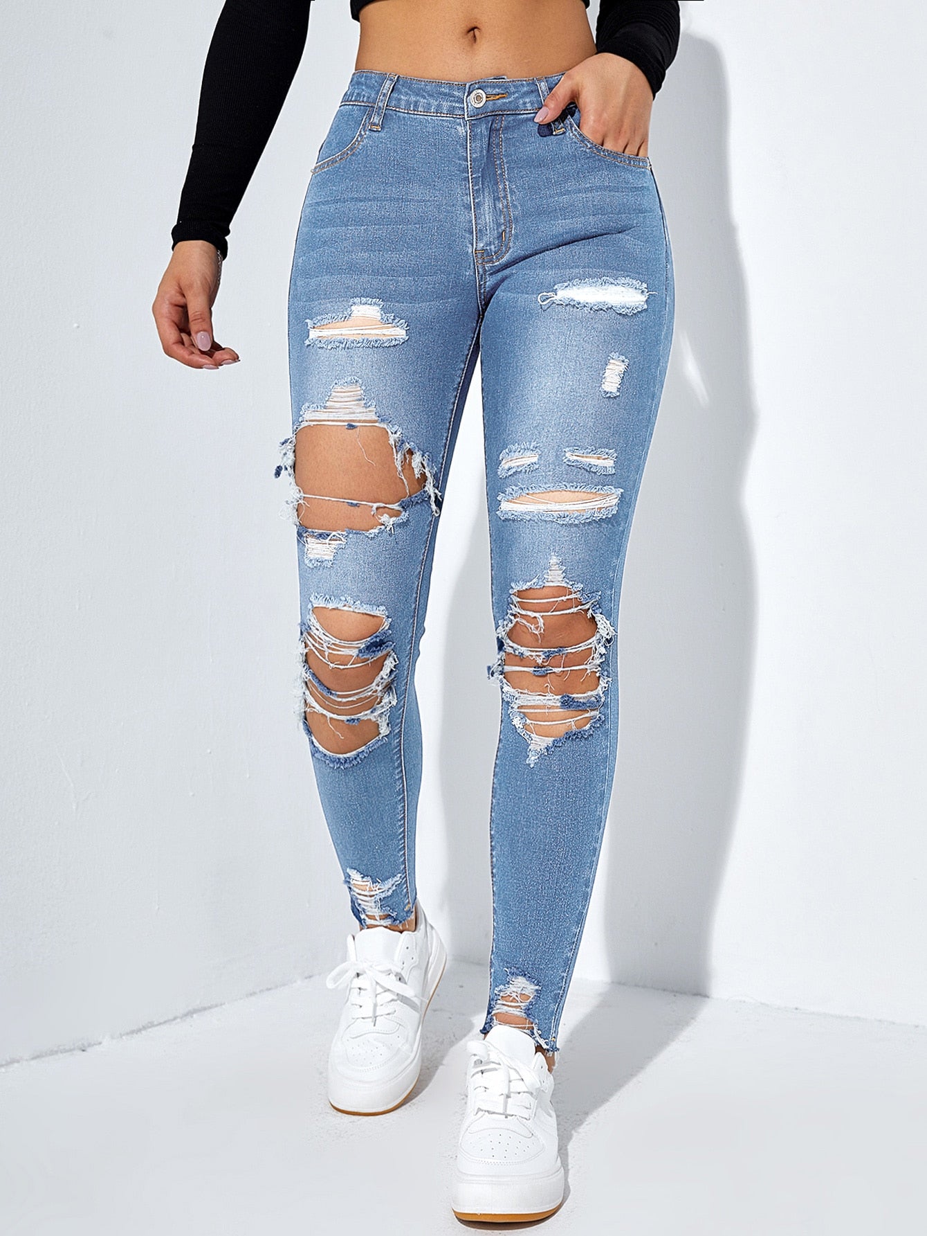 Womens ripped deals skinny jeans