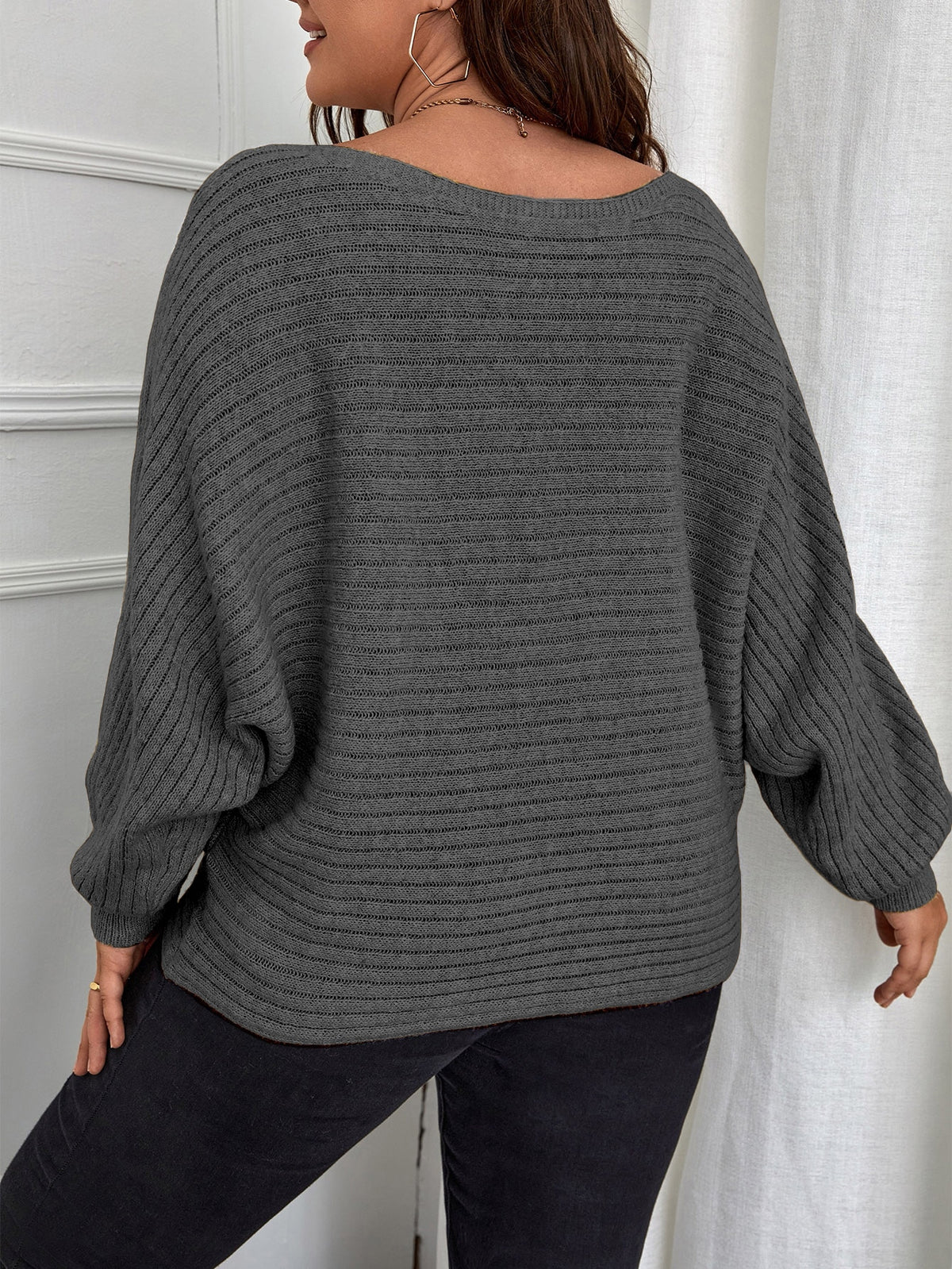 Batwing Sleeves Turtleneck Rib Knit Sweater in Grey - Retro, Indie and  Unique Fashion