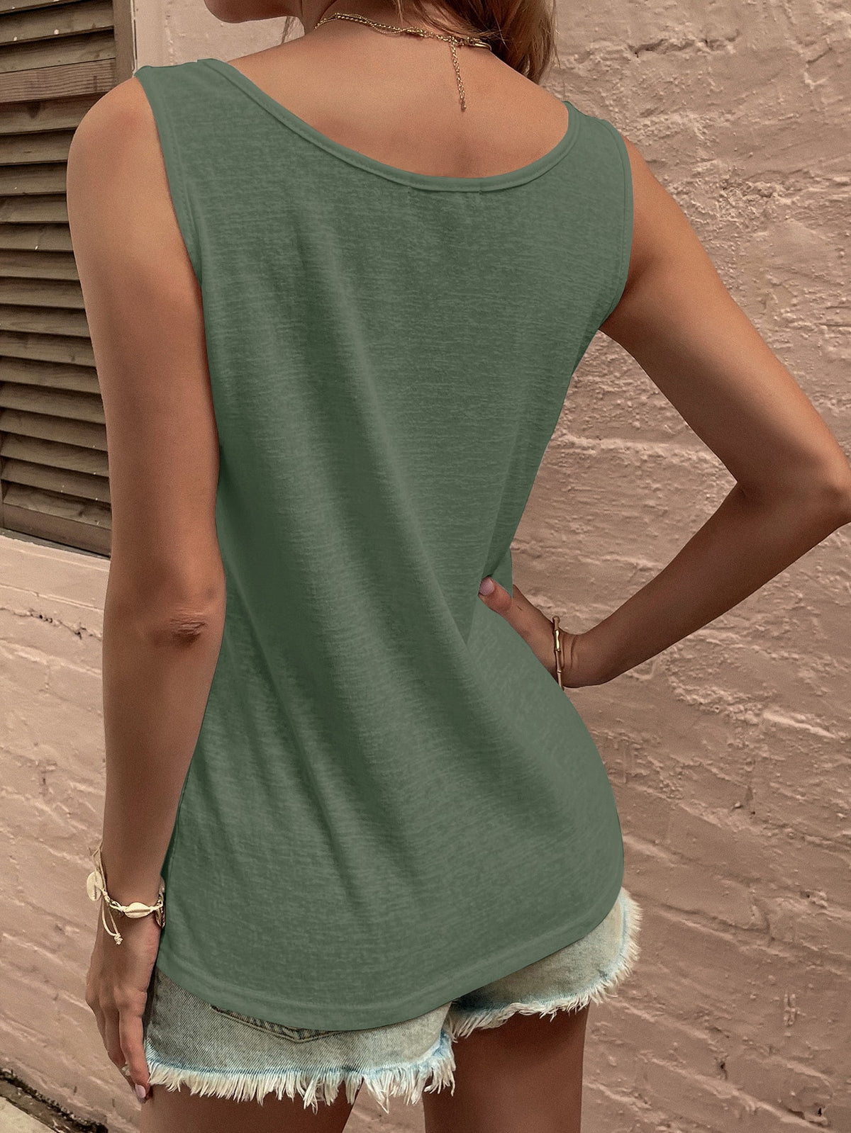 Tank Top with Fake Button