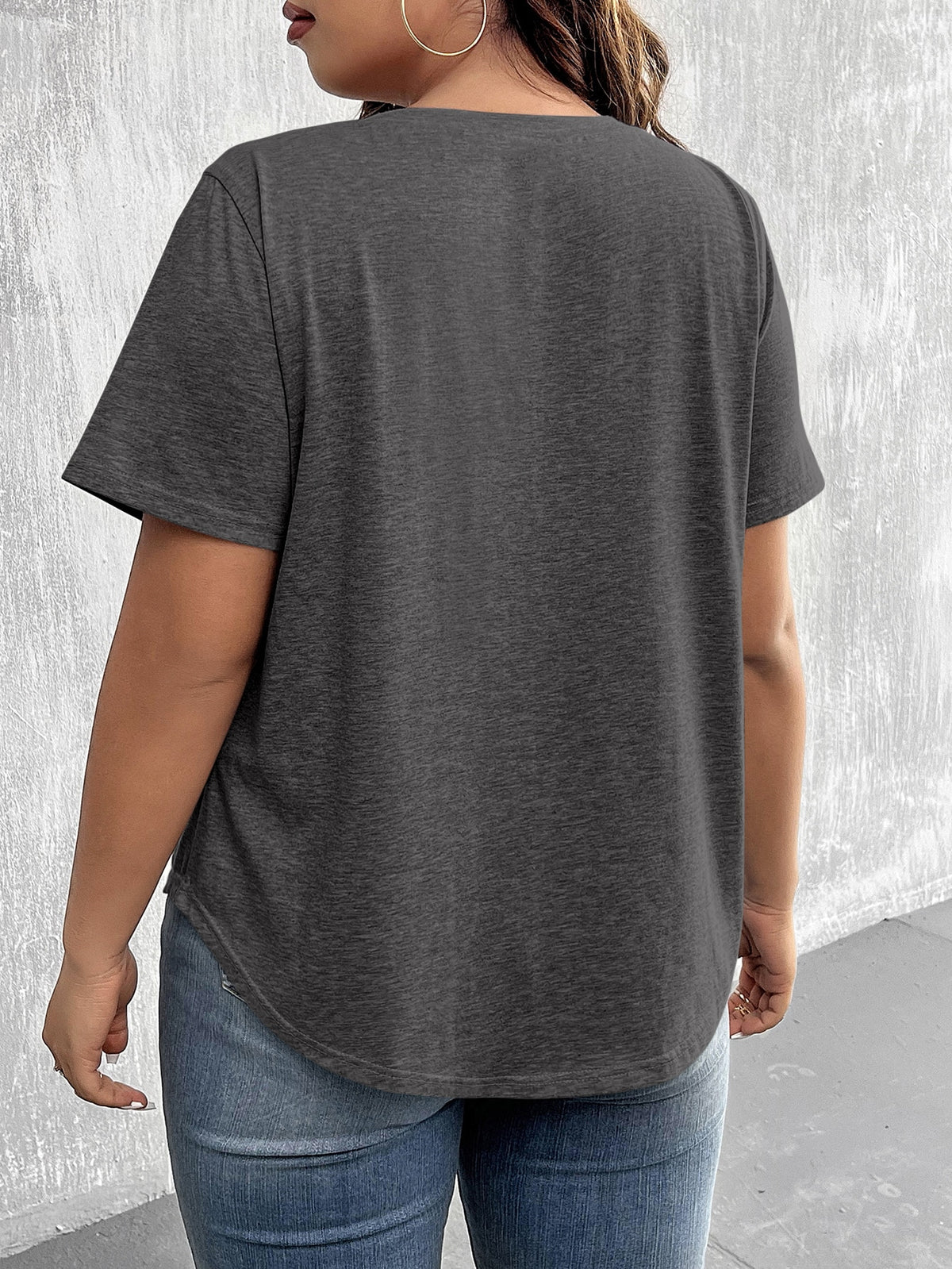 Plus V Neck Tee with Patched Pocket