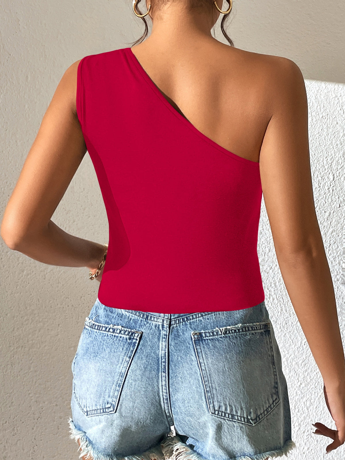 Knot Detail Top One Shoulder with Asymmetrical Hem