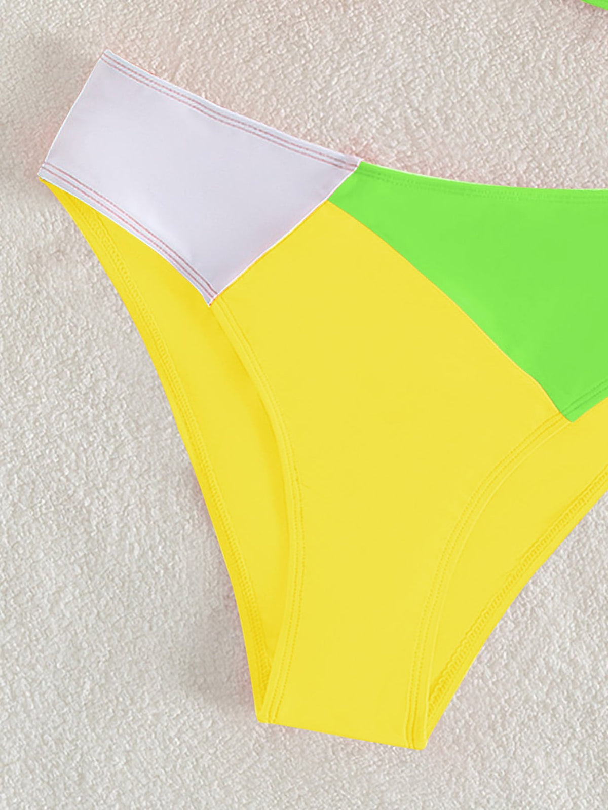 Color Block Design Bikini Swimsuit