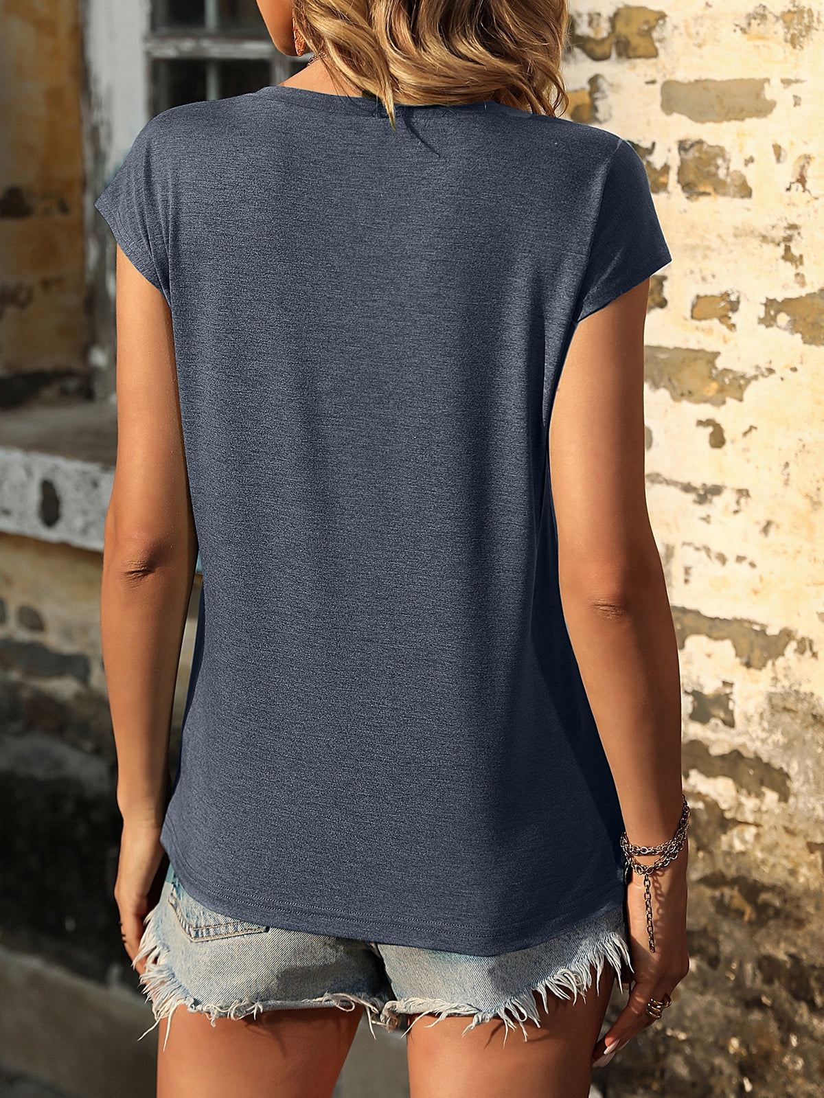 Solid Tee with Batwing Sleeve
