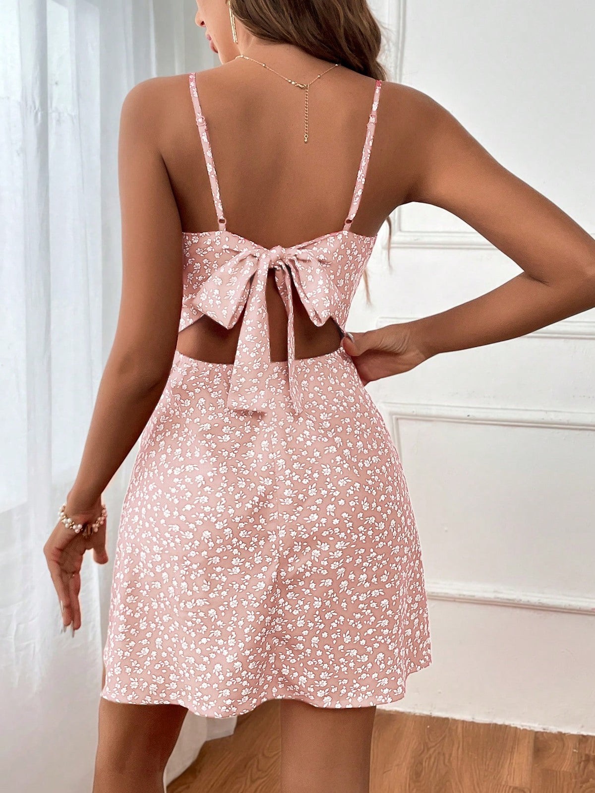 Floral Cami Dress with Tie Back