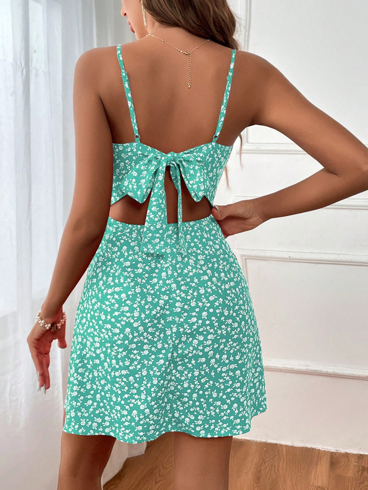 Floral Cami Dress with Tie Back