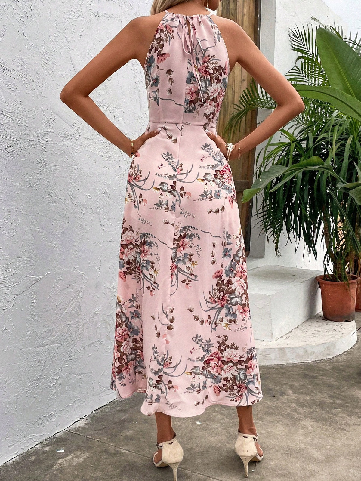 Floral Cami Dress with Split Thigh
