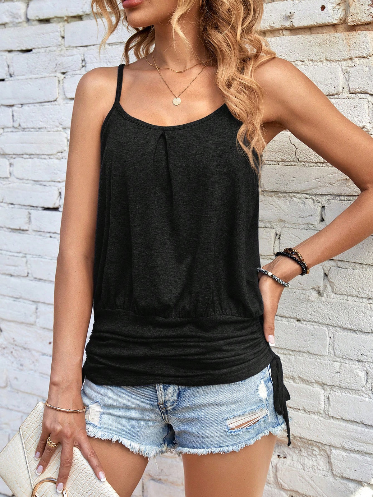 Cami Top with Drawstring Side