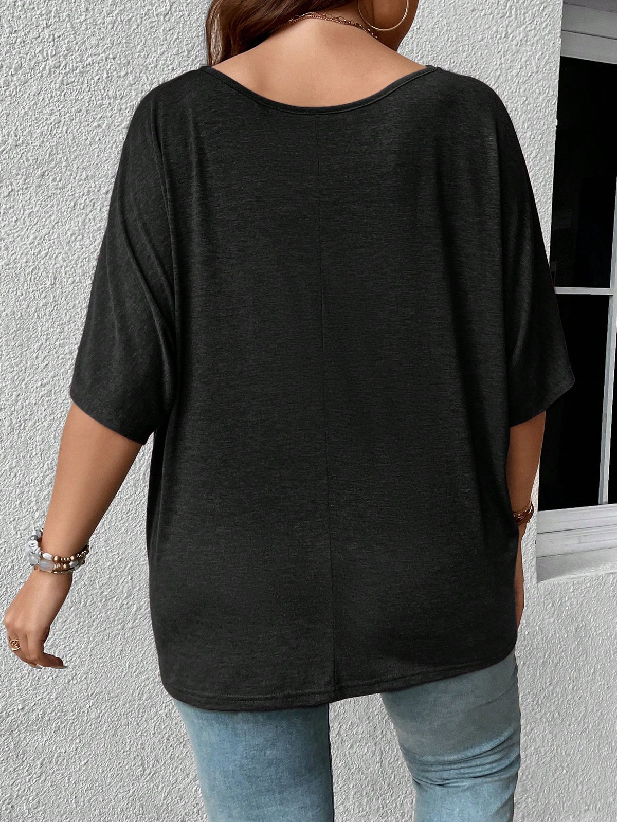 Plus Women's Tee with Batwing Sleeve