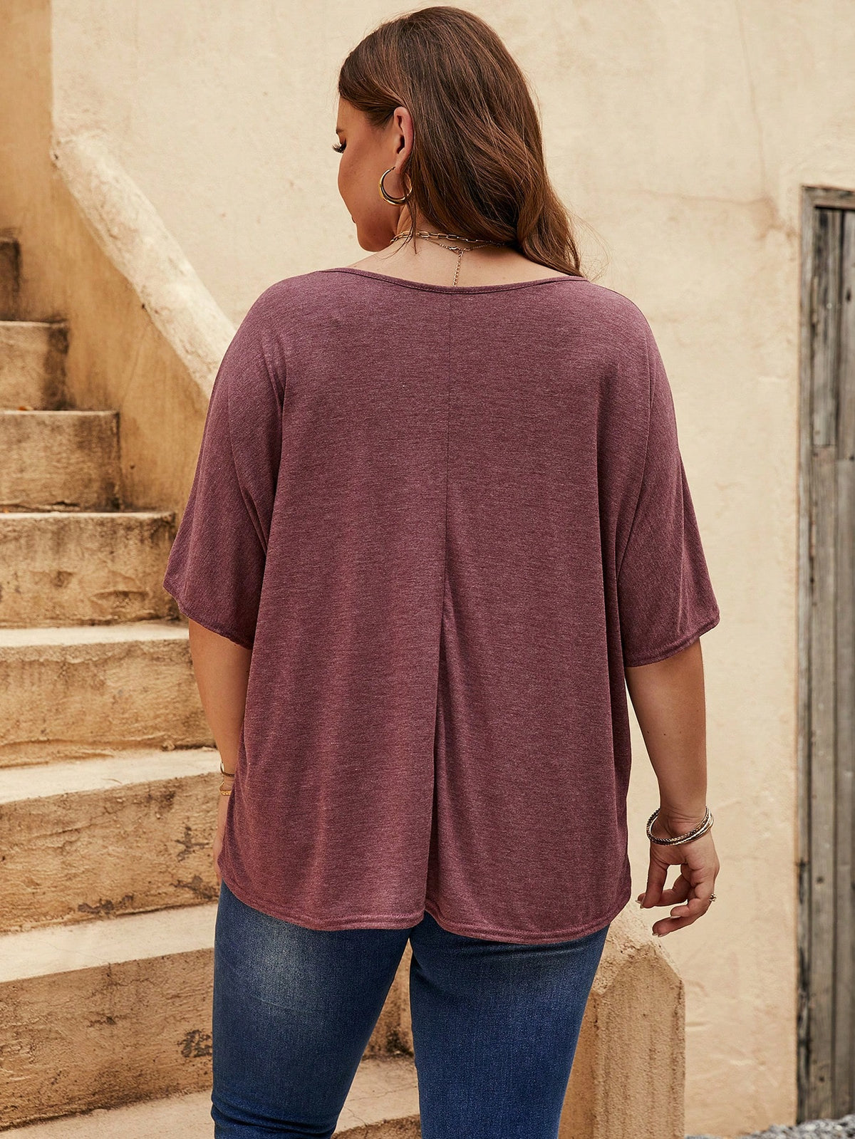 Plus Women's Tee with Batwing Sleeve