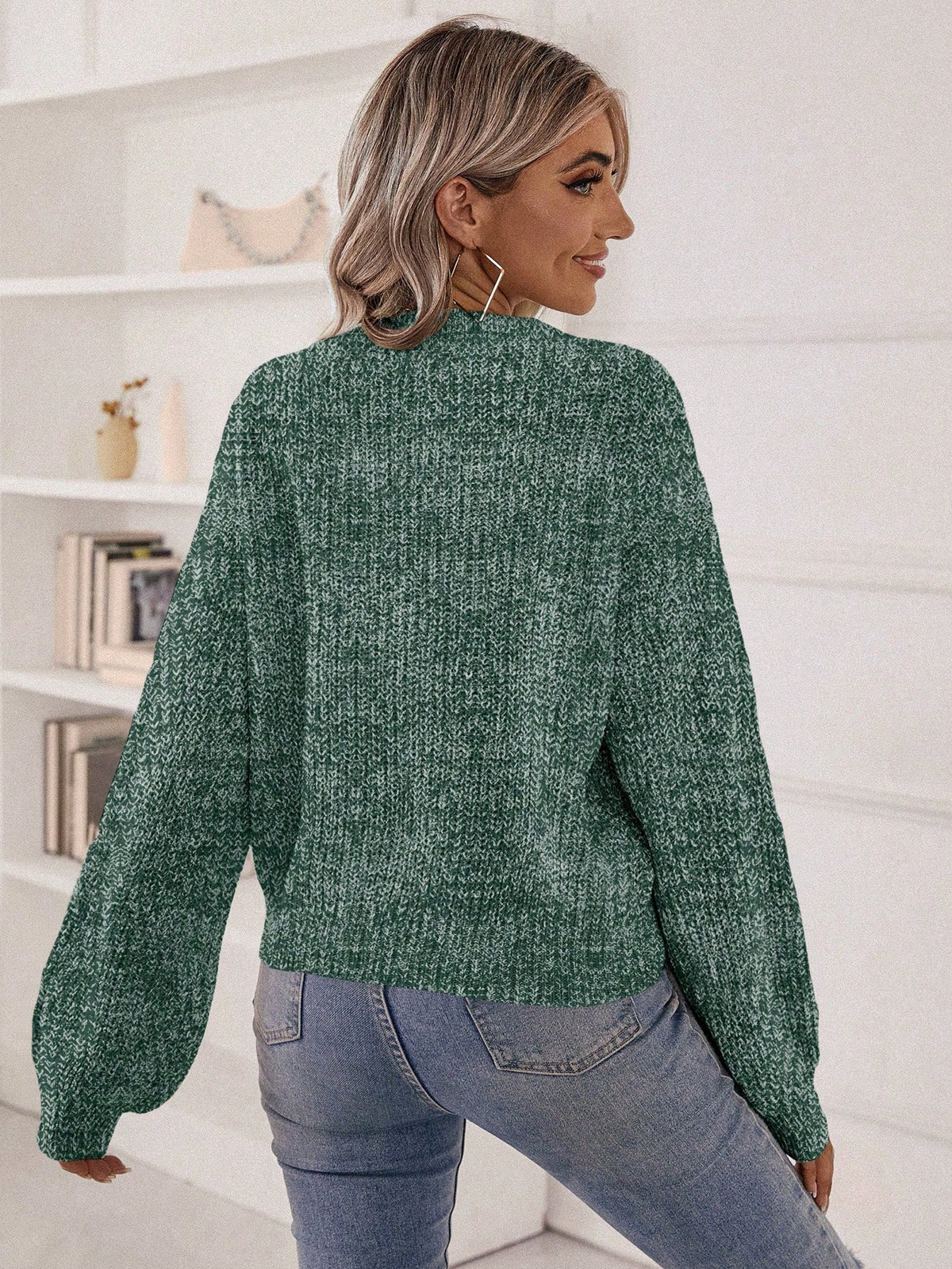 V Neck Sweater with Drop Shoulder
