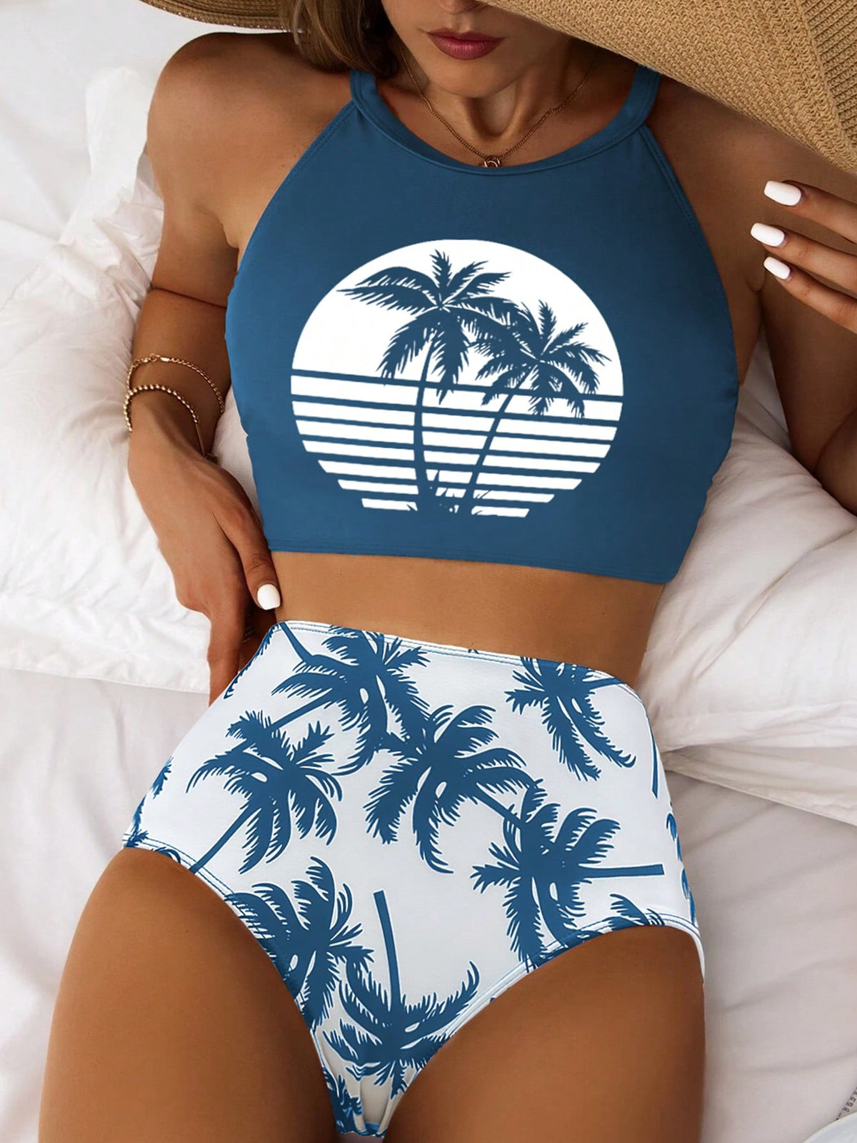 Bikini Set With Coconut Tree Print
