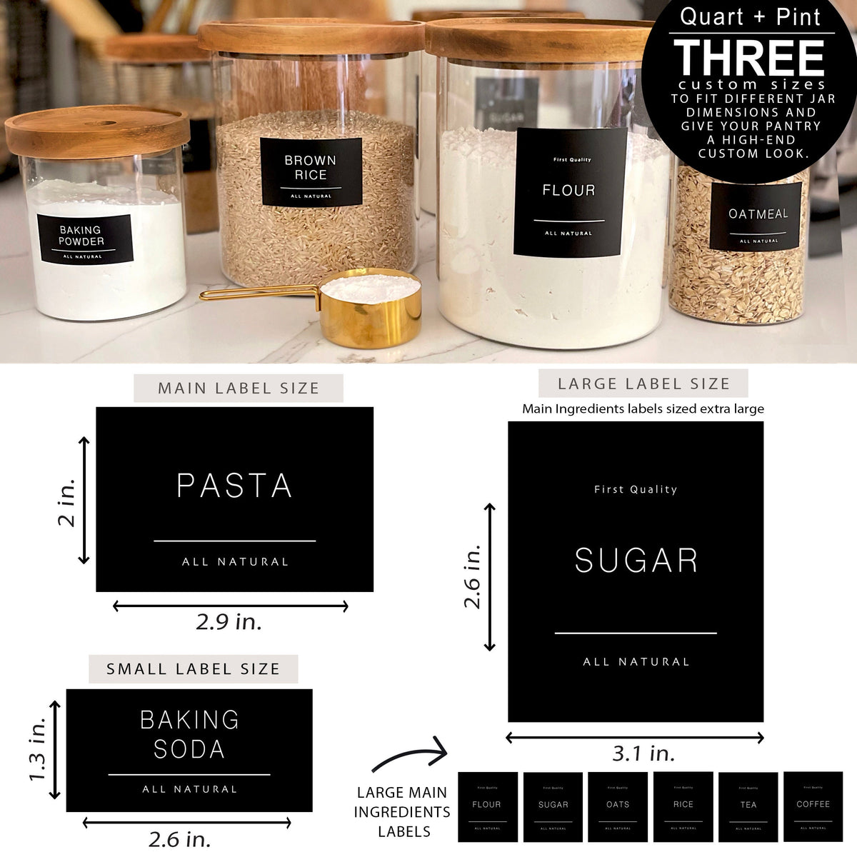 Minimalist Pantry Labels for Kitchen Storage Containers Custom